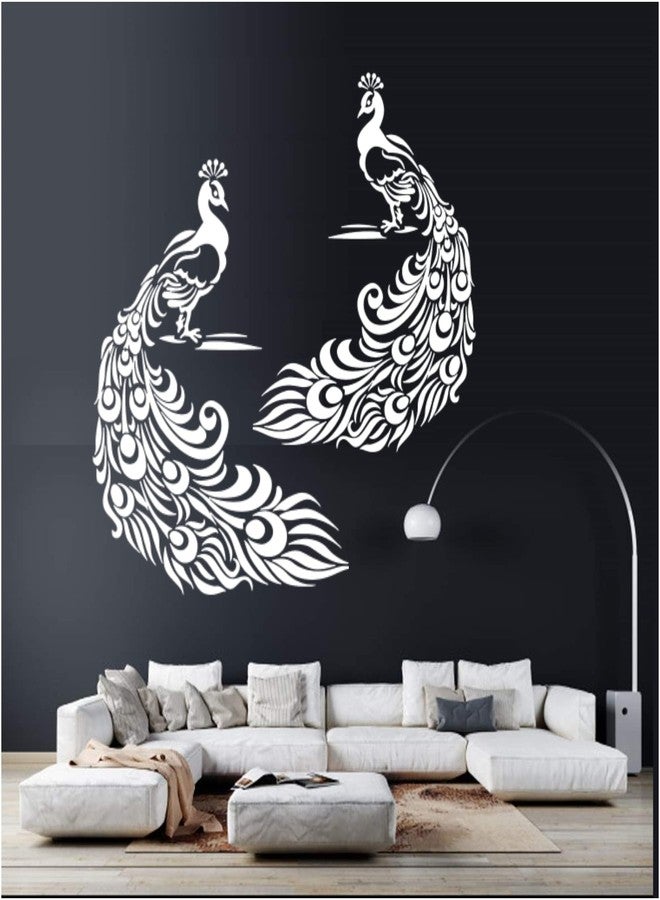 ARandNJ مجموعة قوالب ARandNJ للرسم على الجدران (عبوة واحدة، المقاس: 16 × 24 بوصة) - تصميم طاووس قابل لإعادة الاستخدام، مناسب لتزيين جدران المنزل - Image 5